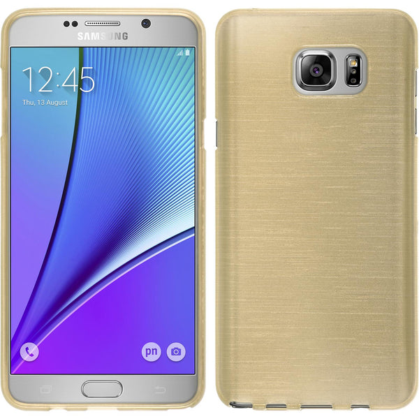 PhoneNatic Case kompatibel mit Samsung Galaxy Note 5 - gold Silikon Hülle brushed + 2 Schutzfolien