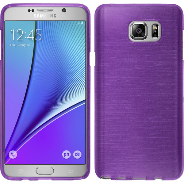 PhoneNatic Case kompatibel mit Samsung Galaxy Note 5 - lila Silikon Hülle brushed + 2 Schutzfolien