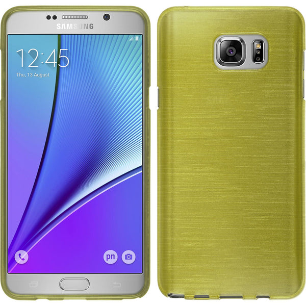 PhoneNatic Case kompatibel mit Samsung Galaxy Note 5 - pastellgrün Silikon Hülle brushed + 2 Schutzfolien