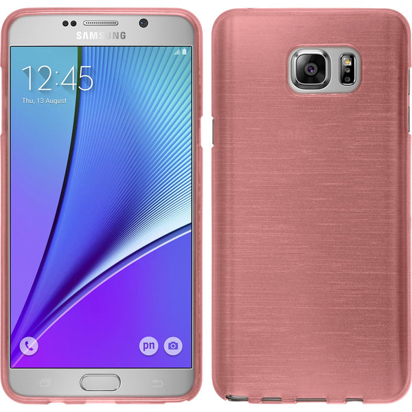 PhoneNatic Case kompatibel mit Samsung Galaxy Note 5 - rosa Silikon Hülle brushed + 2 Schutzfolien