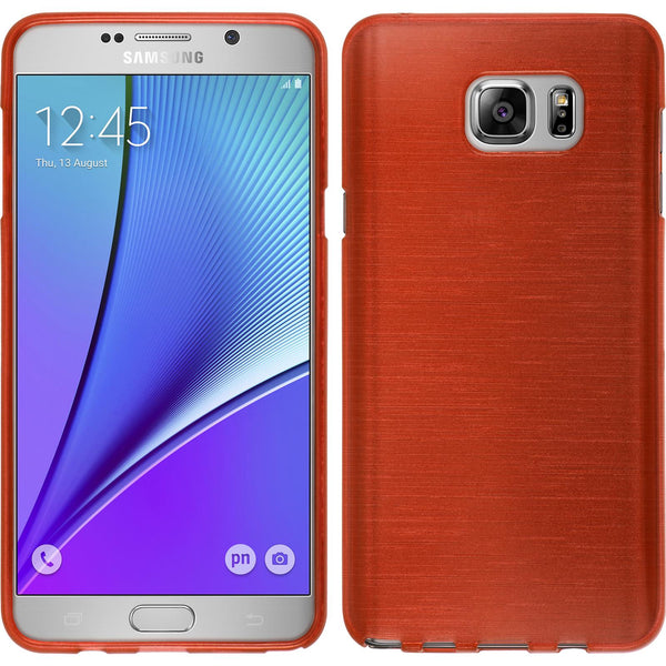 PhoneNatic Case kompatibel mit Samsung Galaxy Note 5 - rot Silikon Hülle brushed + 2 Schutzfolien
