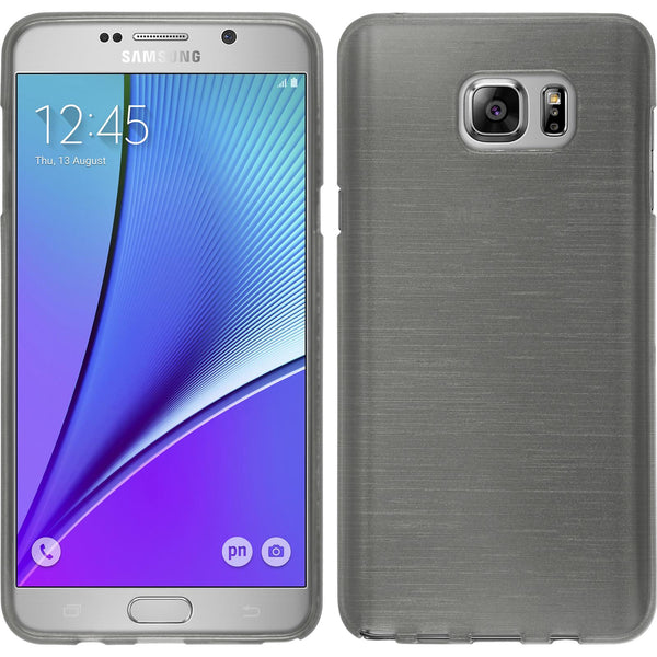 PhoneNatic Case kompatibel mit Samsung Galaxy Note 5 - silber Silikon Hülle brushed + 2 Schutzfolien