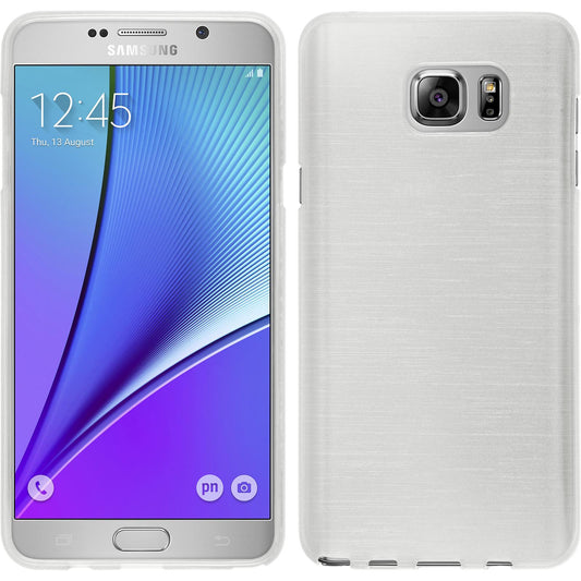 PhoneNatic Case kompatibel mit Samsung Galaxy Note 5 - weiﬂ Silikon Hülle brushed + 2 Schutzfolien