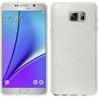 PhoneNatic Case kompatibel mit Samsung Galaxy Note 5 - weiﬂ Silikon Hülle brushed + 2 Schutzfolien