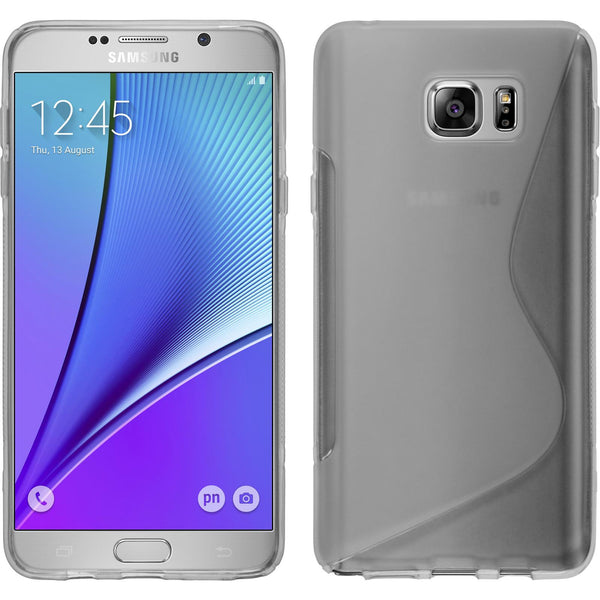 PhoneNatic Case kompatibel mit Samsung Galaxy Note 5 - clear Silikon Hülle S-Style + 2 Schutzfolien