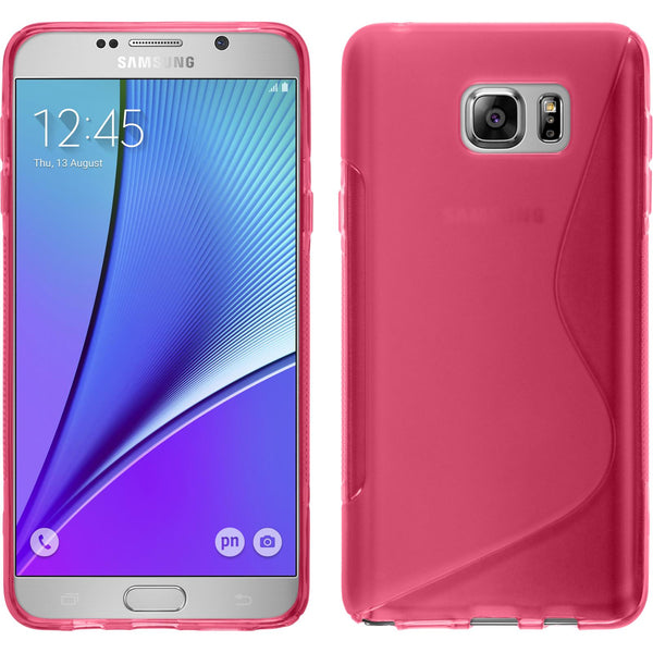 PhoneNatic Case kompatibel mit Samsung Galaxy Note 5 - pink Silikon Hülle S-Style + 2 Schutzfolien