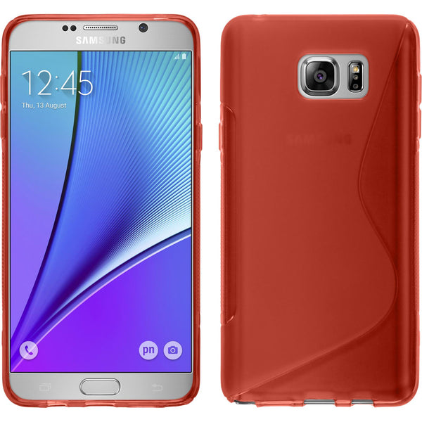 PhoneNatic Case kompatibel mit Samsung Galaxy Note 5 - rot Silikon Hülle S-Style + 2 Schutzfolien
