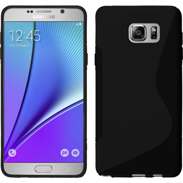 PhoneNatic Case kompatibel mit Samsung Galaxy Note 5 - schwarz Silikon Hülle S-Style + 2 Schutzfolien