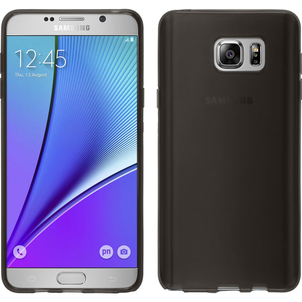 PhoneNatic Case kompatibel mit Samsung Galaxy Note 5 - schwarz Silikon Hülle transparent + 2 Schutzfolien