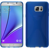 PhoneNatic Case kompatibel mit Samsung Galaxy Note 5 - blau Silikon Hülle X-Style + 2 Schutzfolien