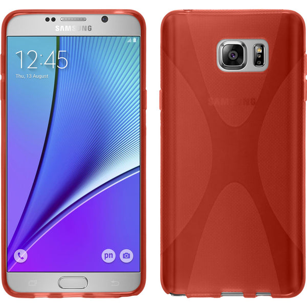 PhoneNatic Case kompatibel mit Samsung Galaxy Note 5 - rot Silikon Hülle X-Style + 2 Schutzfolien