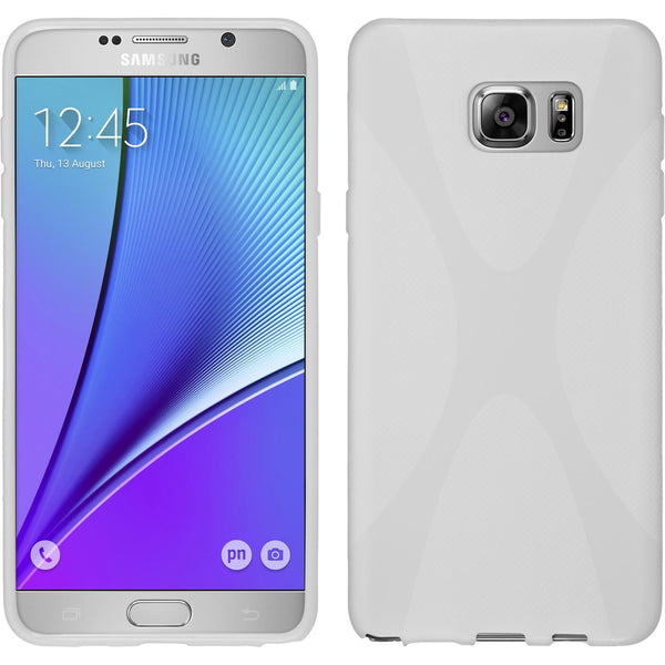 PhoneNatic Case kompatibel mit Samsung Galaxy Note 5 - weiß Silikon Hülle X-Style + 2 Schutzfolien
