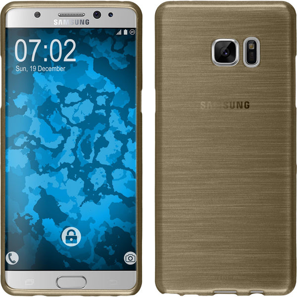 PhoneNatic Case kompatibel mit Samsung Galaxy Note FE - gold Silikon Hülle brushed Cover