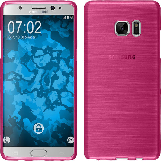 PhoneNatic Case kompatibel mit Samsung Galaxy Note FE - pink Silikon Hülle brushed Cover