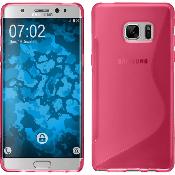 PhoneNatic Case kompatibel mit Samsung Galaxy Note FE - pink Silikon Hülle S-Style + 2 Schutzfolien