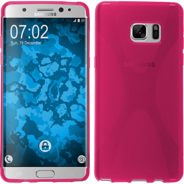 PhoneNatic Case kompatibel mit Samsung Galaxy Note FE - pink Silikon Hülle X-Style Cover