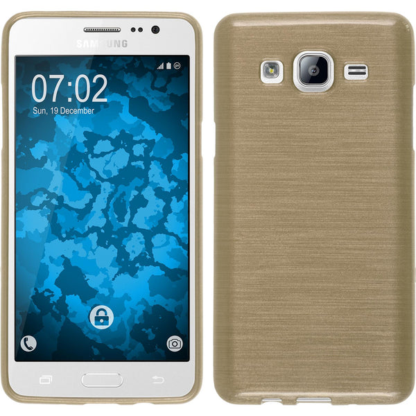 PhoneNatic Case kompatibel mit Samsung Galaxy On5 - gold Silikon Hülle brushed + 2 Schutzfolien