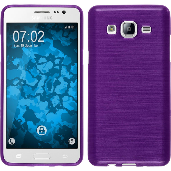 PhoneNatic Case kompatibel mit Samsung Galaxy On5 - lila Silikon Hülle brushed + 2 Schutzfolien