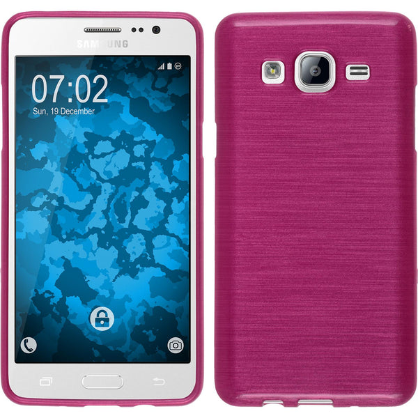 PhoneNatic Case kompatibel mit Samsung Galaxy On5 - pink Silikon Hülle brushed + 2 Schutzfolien