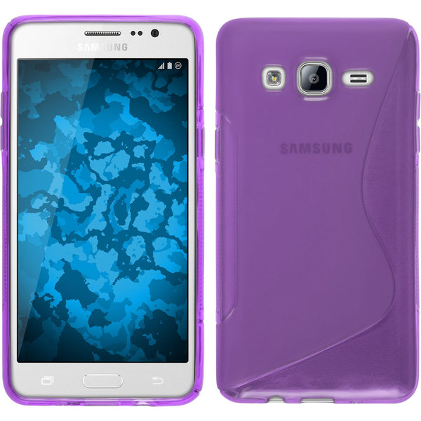 PhoneNatic Case kompatibel mit Samsung Galaxy On5 - lila Silikon Hülle S-Style + 2 Schutzfolien