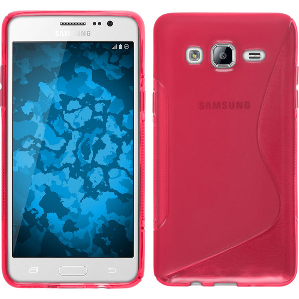 PhoneNatic Case kompatibel mit Samsung Galaxy On5 - pink Silikon Hülle S-Style + 2 Schutzfolien