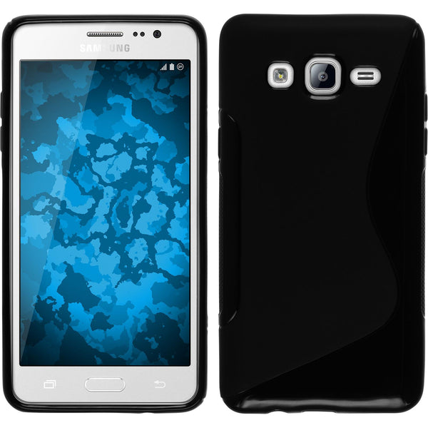 PhoneNatic Case kompatibel mit Samsung Galaxy On5 - schwarz Silikon Hülle S-Style + 2 Schutzfolien