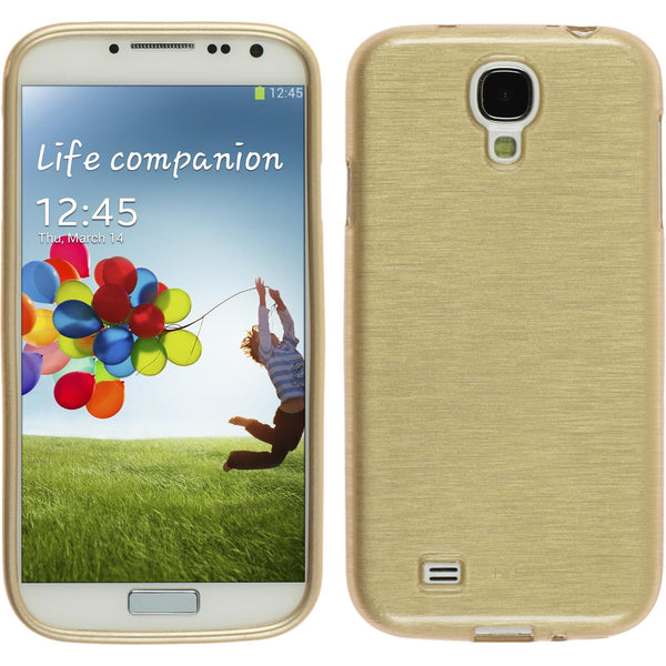 PhoneNatic Case kompatibel mit Samsung Galaxy S4 - gold Silikon Hülle brushed Cover