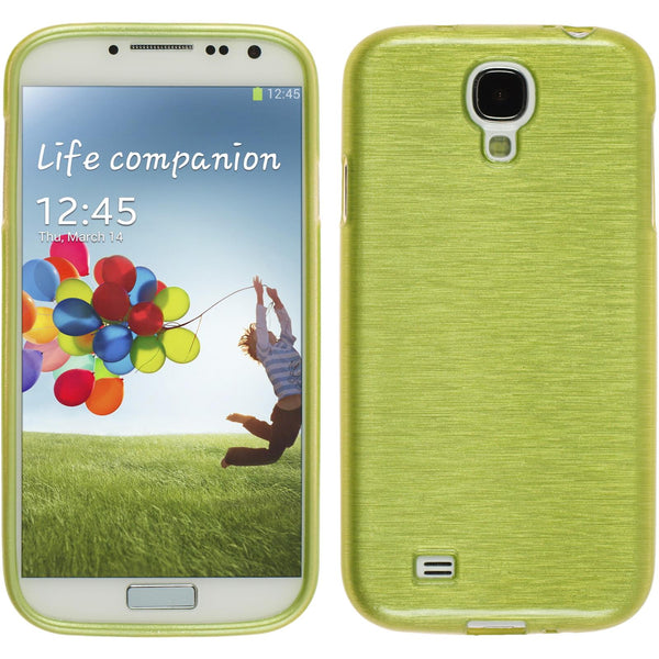 PhoneNatic Case kompatibel mit Samsung Galaxy S4 - pastellgrün Silikon Hülle brushed Cover