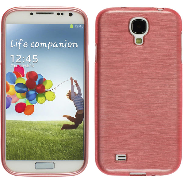 PhoneNatic Case kompatibel mit Samsung Galaxy S4 - rosa Silikon Hülle brushed Cover