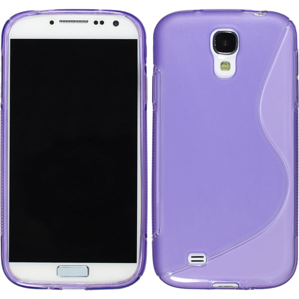 PhoneNatic Case kompatibel mit Samsung Galaxy S4 - lila Silikon Hülle S-Style + 2 Schutzfolien