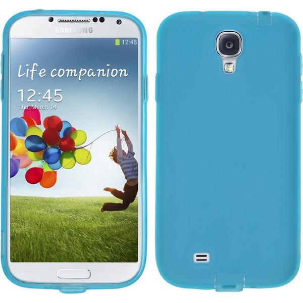 PhoneNatic Case kompatibel mit Samsung Galaxy S4 - blau Silikon Hülle Dustproof + 2 Schutzfolien