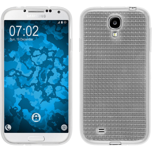 PhoneNatic Case kompatibel mit Samsung Galaxy S4 - clear Silikon Hülle Iced + 2 Schutzfolien