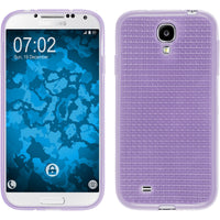 PhoneNatic Case kompatibel mit Samsung Galaxy S4 - lila Silikon Hülle Iced + 2 Schutzfolien