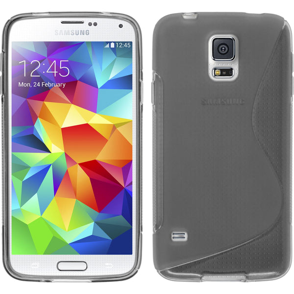 PhoneNatic Case kompatibel mit Samsung Galaxy S5 mini - grau Silikon Hülle S-Style + 2 Schutzfolien