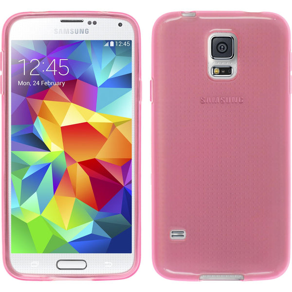 PhoneNatic Case kompatibel mit Samsung Galaxy S5 mini - rosa Silikon Hülle transparent + 2 Schutzfolien