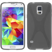 PhoneNatic Case kompatibel mit Samsung Galaxy S5 mini - grau Silikon Hülle X-Style + 2 Schutzfolien