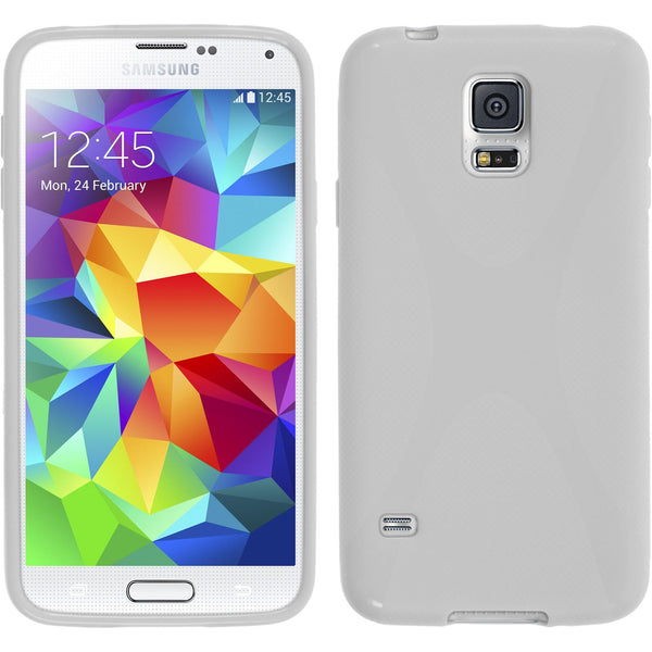 PhoneNatic Case kompatibel mit Samsung Galaxy S5 mini - weiß Silikon Hülle X-Style + 2 Schutzfolien