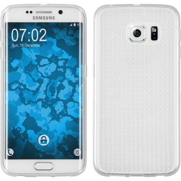 PhoneNatic Case kompatibel mit Samsung Galaxy S6 Edge - clear Silikon Hülle Iced + flexible Folie