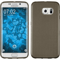PhoneNatic Case kompatibel mit Samsung Galaxy S6 Edge - grau Silikon Hülle Iced + flexible Folie