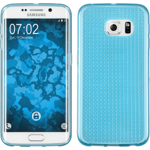 PhoneNatic Case kompatibel mit Samsung Galaxy S6 Edge - hellblau Silikon Hülle Iced + flexible Folie