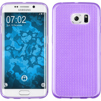 PhoneNatic Case kompatibel mit Samsung Galaxy S6 Edge - lila Silikon Hülle Iced + flexible Folie