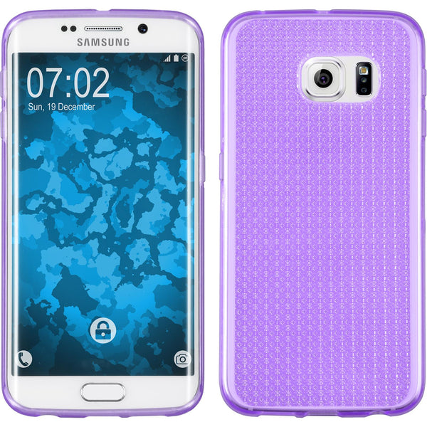 PhoneNatic Case kompatibel mit Samsung Galaxy S6 Edge - lila Silikon Hülle Iced + flexible Folie