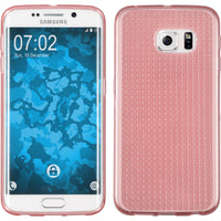 PhoneNatic Case kompatibel mit Samsung Galaxy S6 Edge - rosa Silikon Hülle Iced + flexible Folie