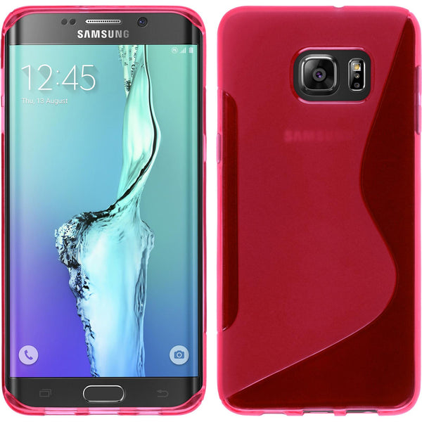 PhoneNatic Case kompatibel mit Samsung Galaxy S6 Edge Plus - pink Silikon Hülle S-Style Cover