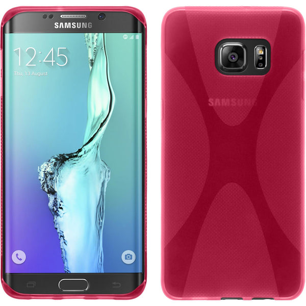PhoneNatic Case kompatibel mit Samsung Galaxy S6 Edge Plus - pink Silikon Hülle X-Style Cover