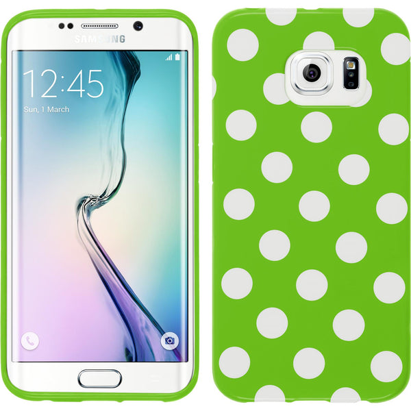 PhoneNatic Case kompatibel mit Samsung Galaxy S6 Edge - Design:05 Silikon Hülle Polkadot + flexible Folie