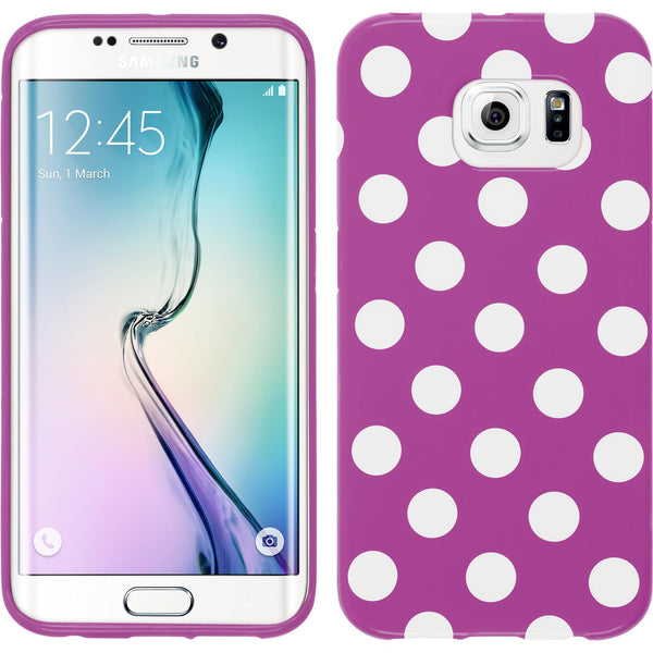 PhoneNatic Case kompatibel mit Samsung Galaxy S6 Edge - Design:11 Silikon Hülle Polkadot + flexible Folie