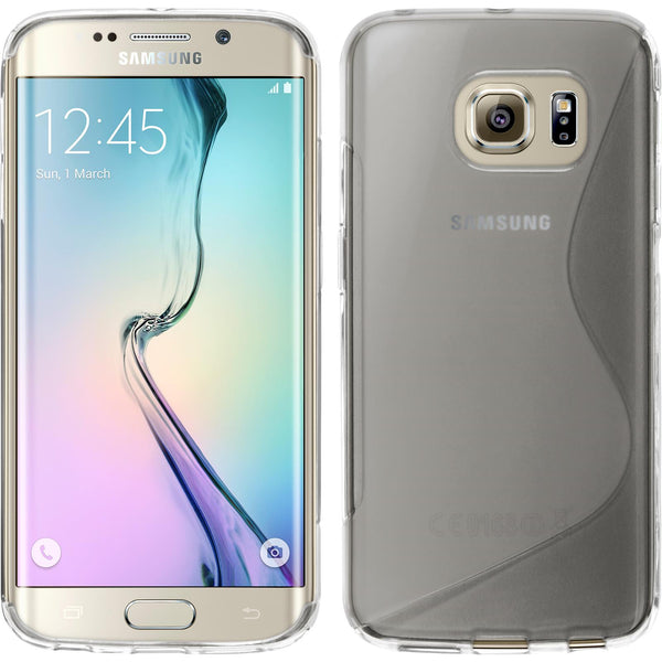 PhoneNatic Case kompatibel mit Samsung Galaxy S6 Edge - clear Silikon Hülle S-Style + flexible Folie