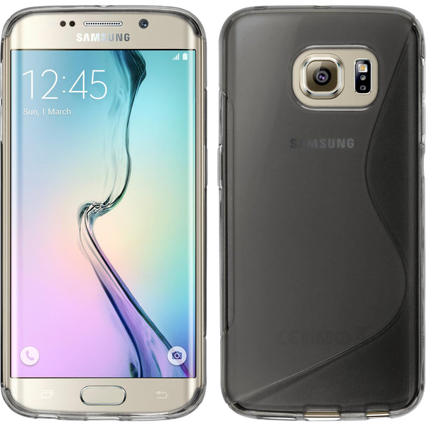 PhoneNatic Case kompatibel mit Samsung Galaxy S6 Edge - grau Silikon Hülle S-Style + flexible Folie