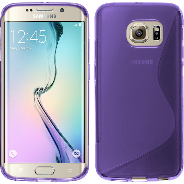 PhoneNatic Case kompatibel mit Samsung Galaxy S6 Edge - lila Silikon Hülle S-Style + flexible Folie